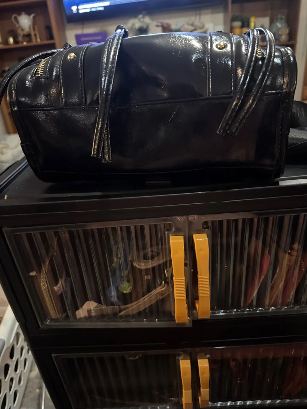 Steve Madden Black Vegan Leather with Goldtone accents Satchel